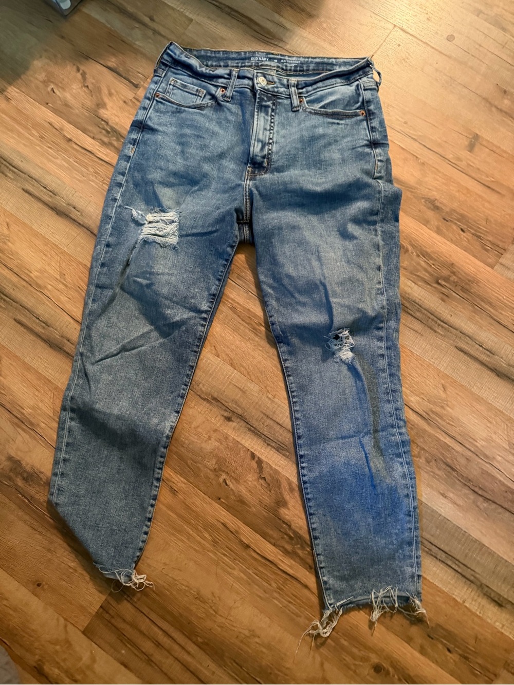 Old Navy High-Rise Distressed Jeans - Light Blue Wash
